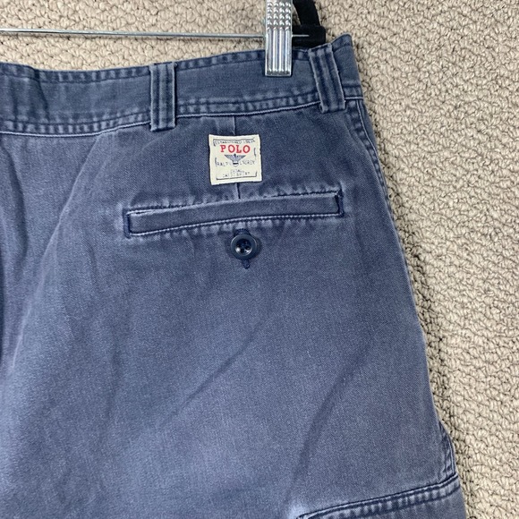 Polo Ralph Lauren Mens Cargo Shorts 38 Blue‎ Pockets Flat Front Classic Preppy - Picture 4 of 12